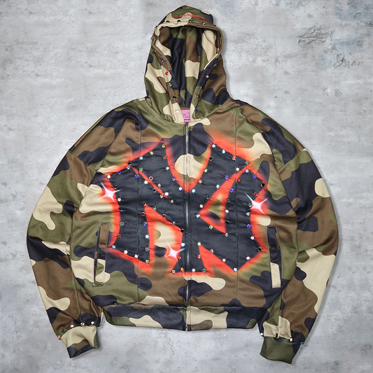 CAMO 'NY' RED ZIP-UP HOODIE