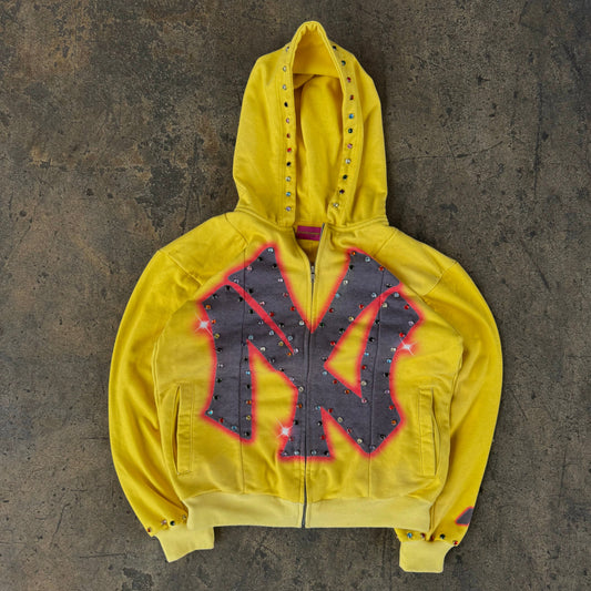YELLOW 'NY' ZIP-UP HOODIE